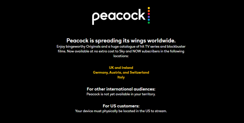 restricción geográfica de peacock tv en méxico
